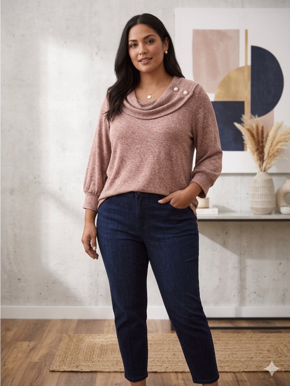 NWT Adrienne Vittadini Dusty Rose Cowl Neck Sweater (XL)